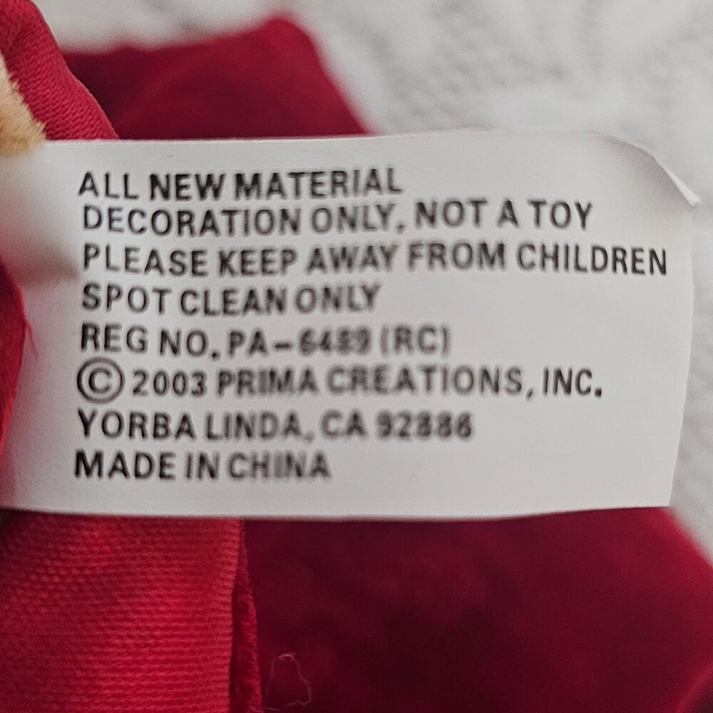 Red Velvet Christmas Stocking 18" handsewn ribbon reindeer lace beaded 2003 vtg - Picture 6 of 8